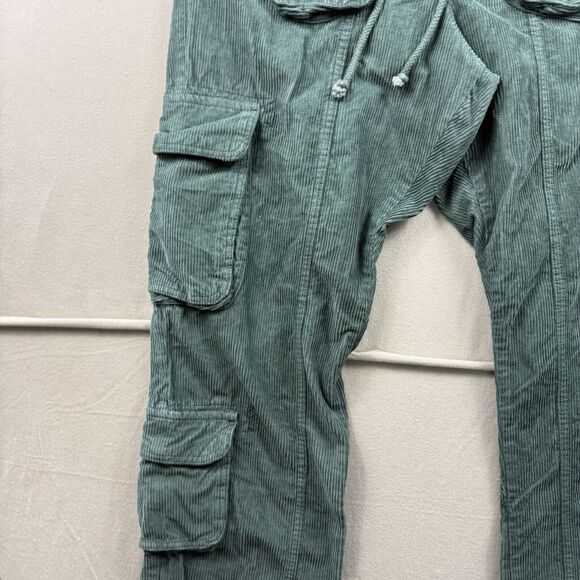Free People Tahiti Cord Cargo Pants Green Size XL Utility Y2K Grunge Gorpcore - Picture 2 of 13